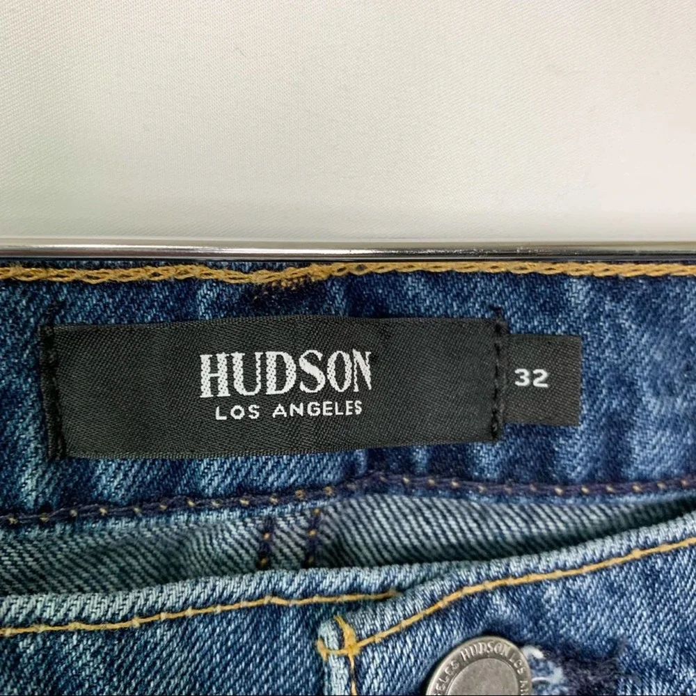 NWT Hudson Jeans Viper Dark Wash Denim Distressed Raw Hem Mini Skirt Size 32